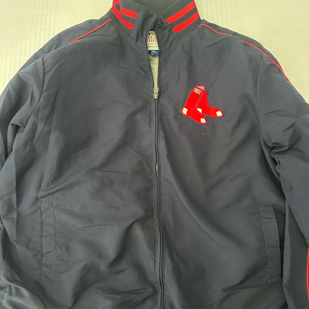 Navy Blue Jacket with Red Accents